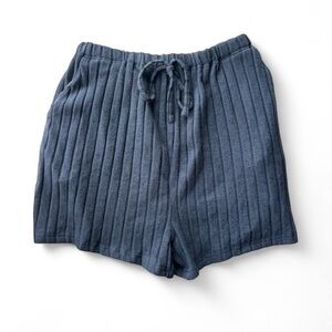 Blue Ribbed Women's Shorts